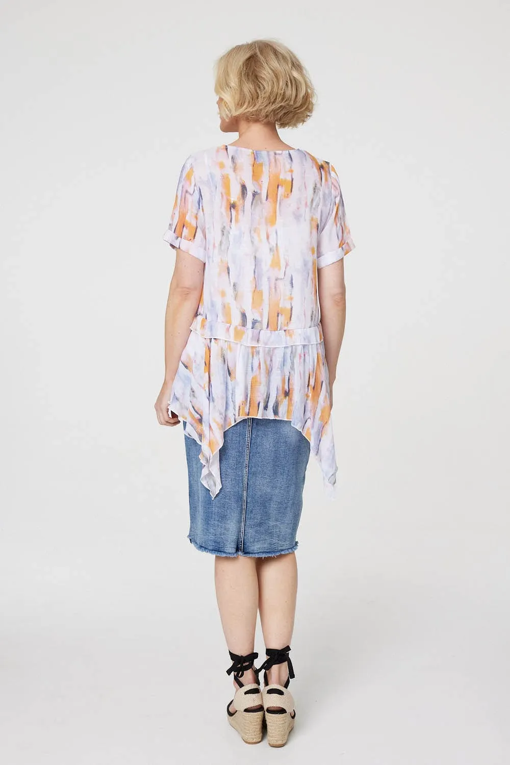 Tie Dye Hanky Hem Tunic Top