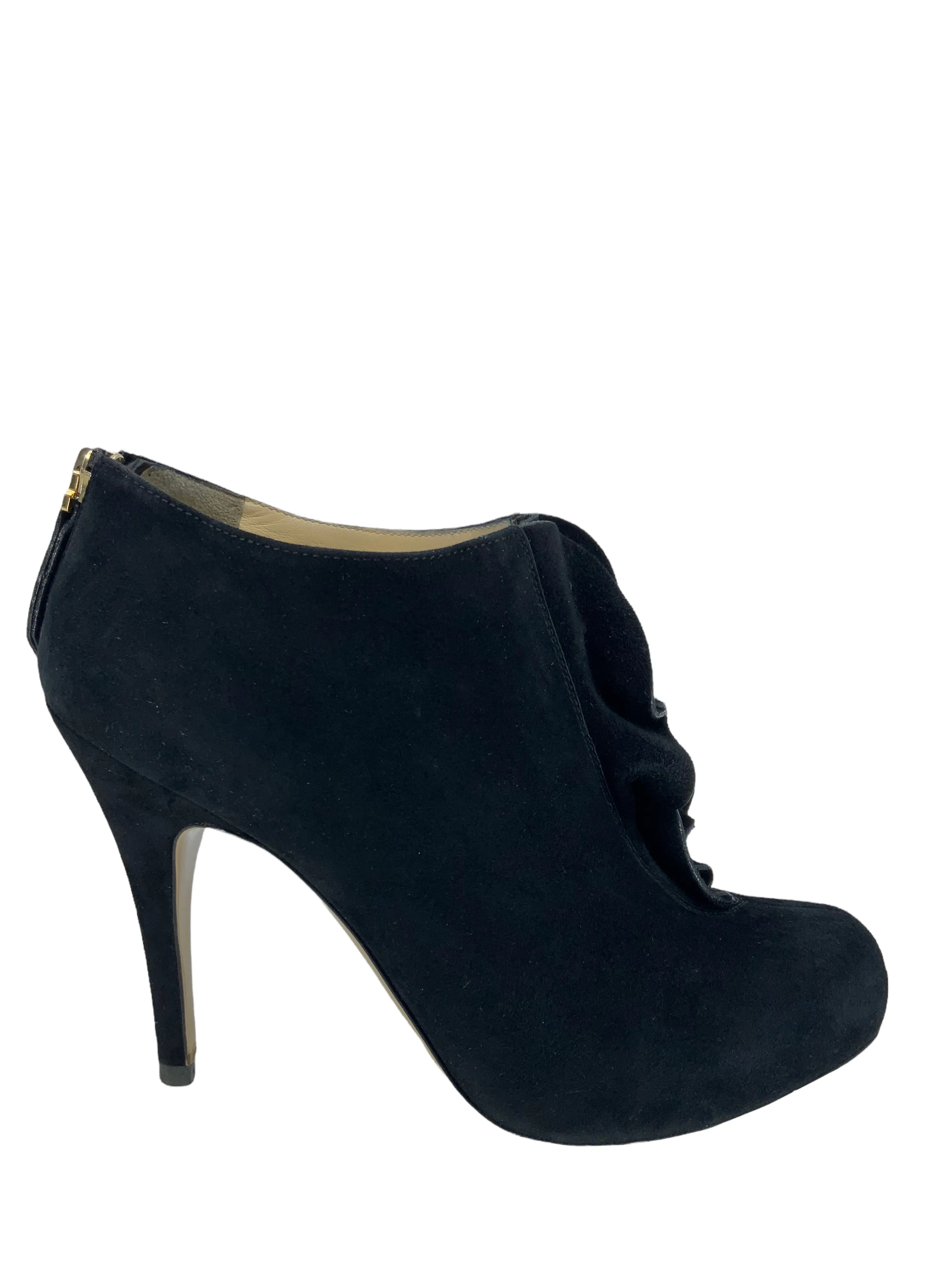 Valentino Suede Ruffle Ankle Boots Size 6.5