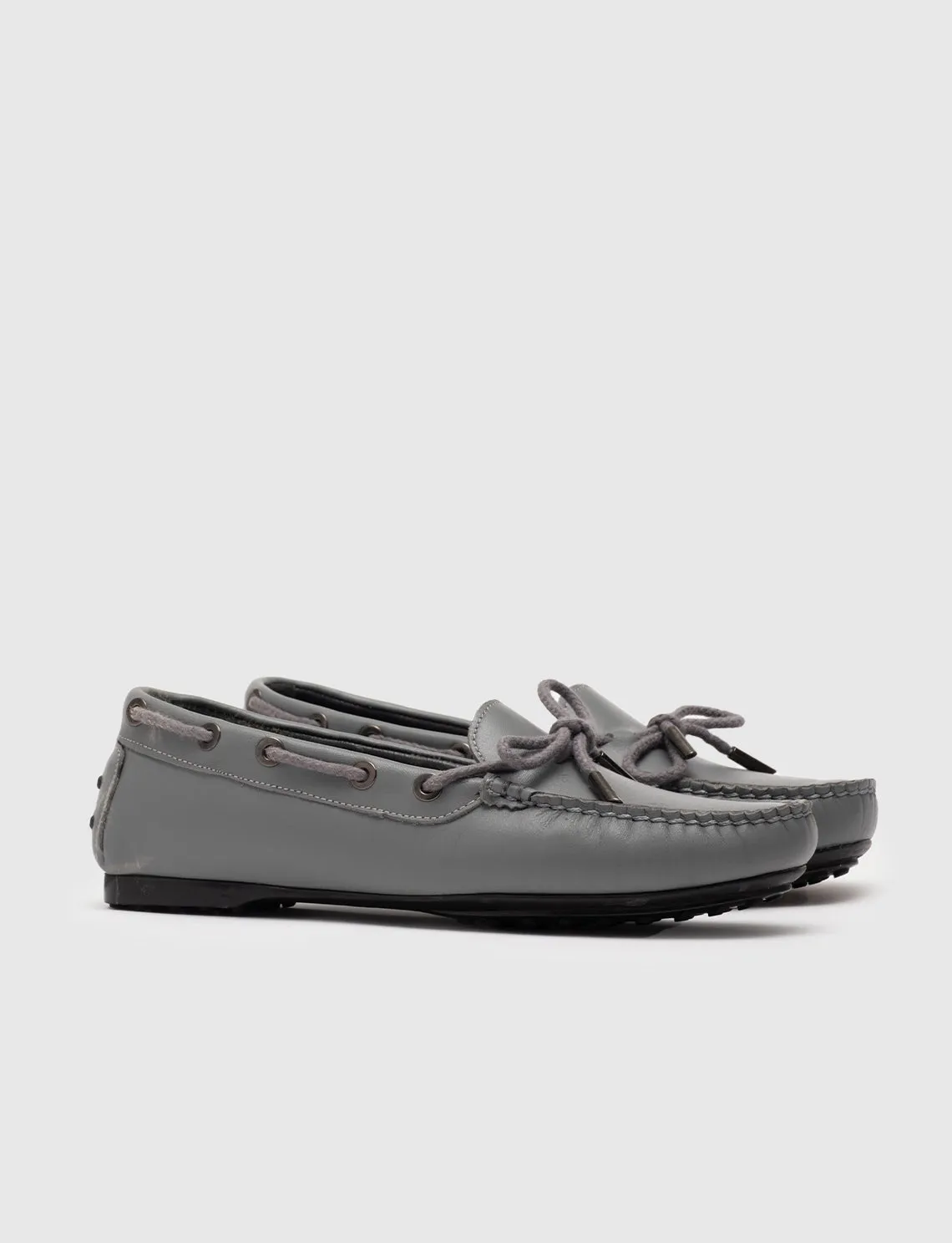 Women Grey Genuine Leather Loafers