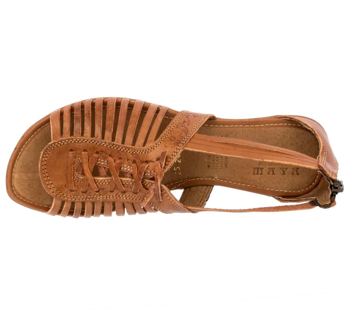 Womens Authentic Huaraches Real Leather Sandals Zipper Light Brown - #222