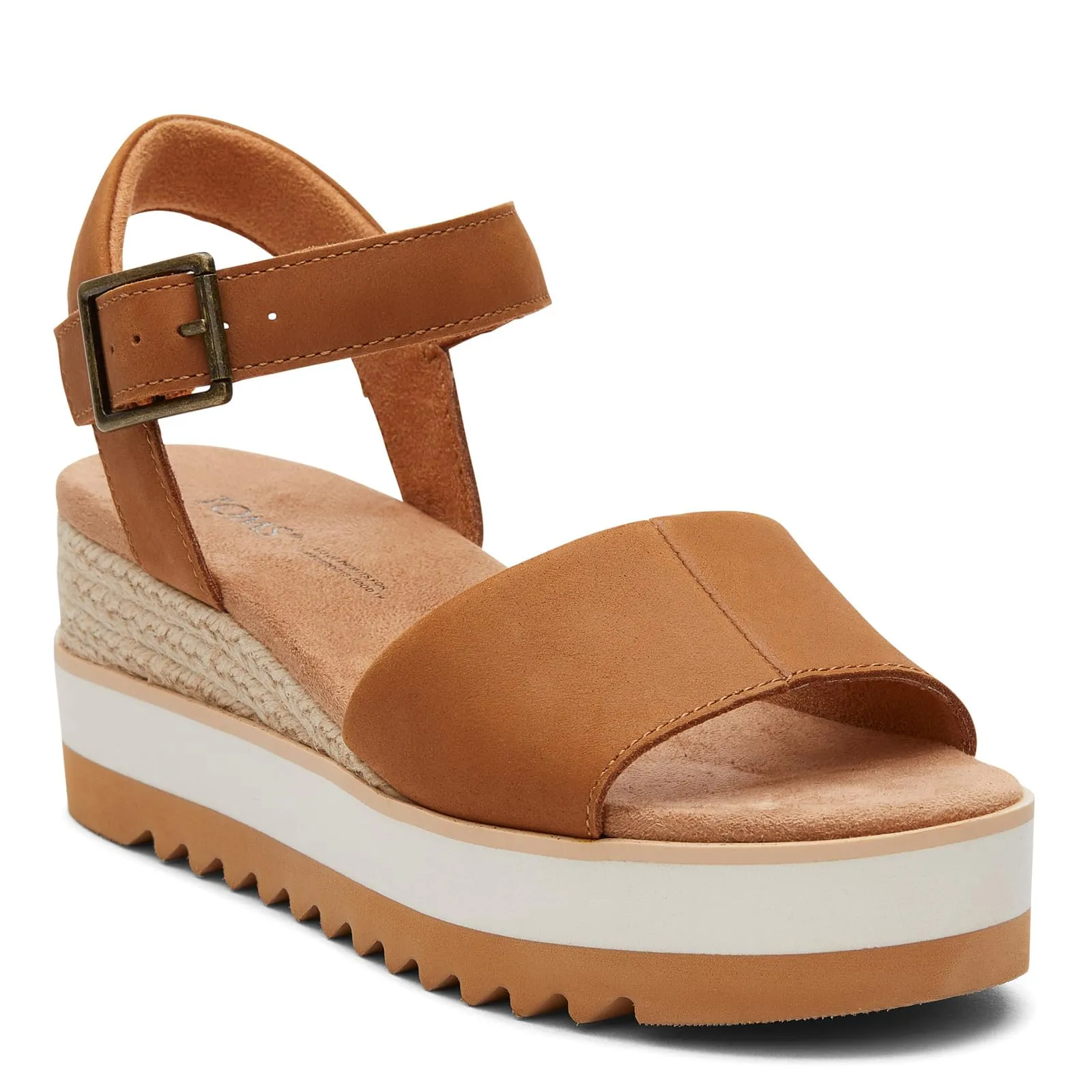 Women's Shoes TOMS DIANA Platform Wedge Sandals 10019757 TAN LEATHER