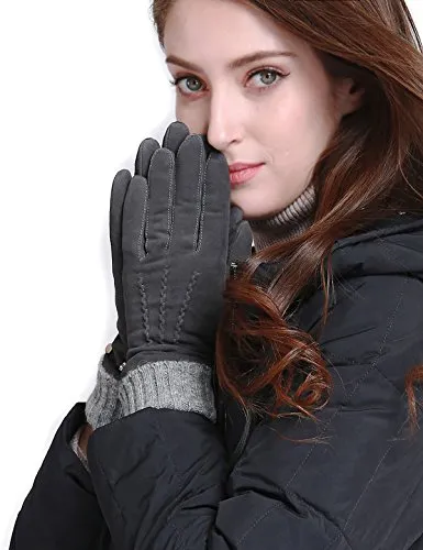 YISEVEN Womens Lambskin Suede Leather Gloves