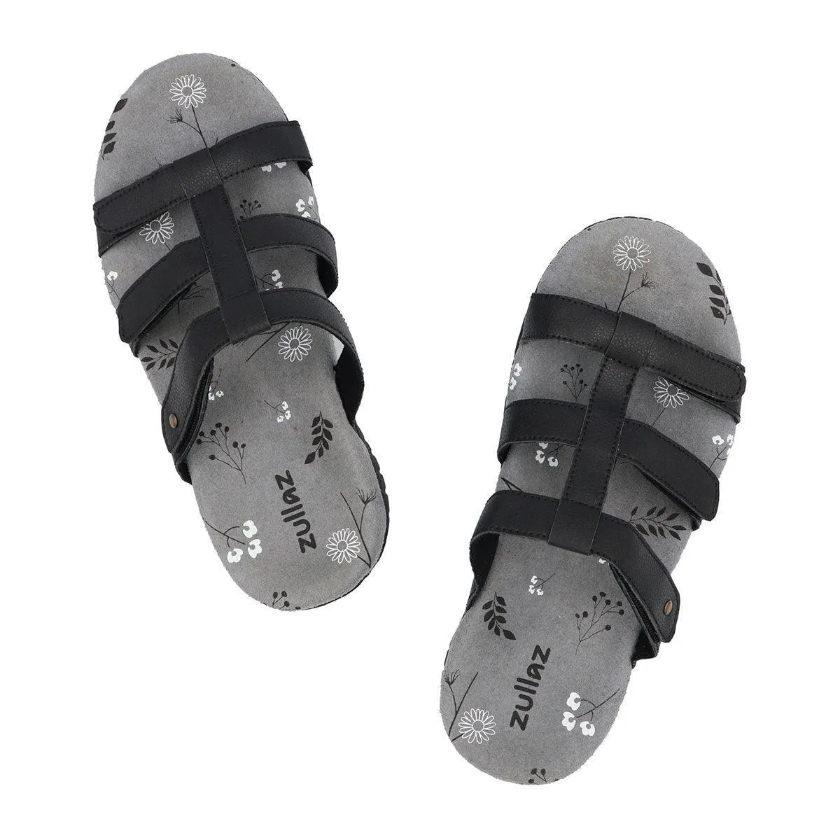 Zullaz Susan Black Orthotic Sandals